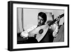 Fabrizio De André Playing the Lute-Walter Mori-Framed Giclee Print