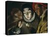 Fabula, Around 1600, a Boy Lights a Candle, as a Monkey and a Bearded Figure Watch-El Greco-Stretched Canvas