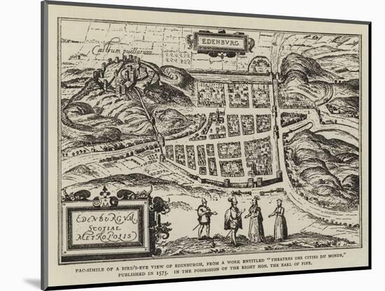 Fac-Simile of a Bird'S-Eye View of Edinburgh-null-Mounted Giclee Print