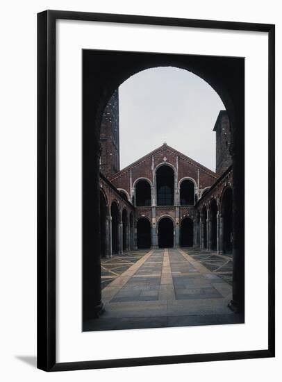 Facade and Portico of Basilica of Sant'Ambrogio-null-Framed Giclee Print