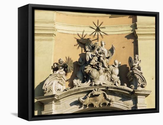 Facade Detail of City's Finest Baroque Church of Holy Trinity, Bratislava, Slovakia-Richard Nebesky-Framed Stretched Canvas