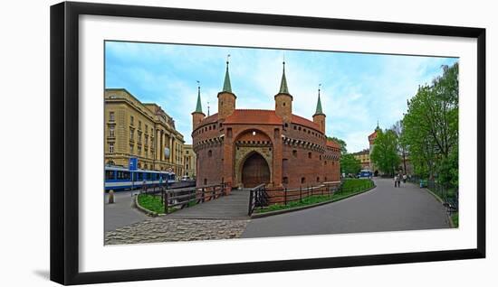 Facade of a Barbakan Fortress, Krakow, Poland-null-Framed Photographic Print