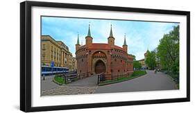 Facade of a Barbakan Fortress, Krakow, Poland-null-Framed Photographic Print