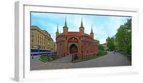 Facade of a Barbakan Fortress, Krakow, Poland-null-Framed Photographic Print