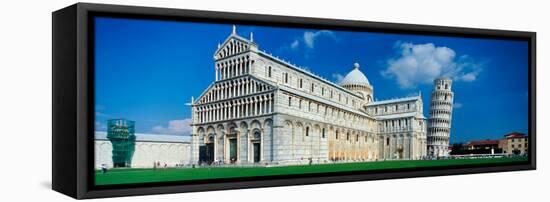 Facade of a Cathedral with a Tower, Pisa Cathedral, Leaning Tower of Pisa, Pisa, Tuscany, Italy-null-Framed Stretched Canvas