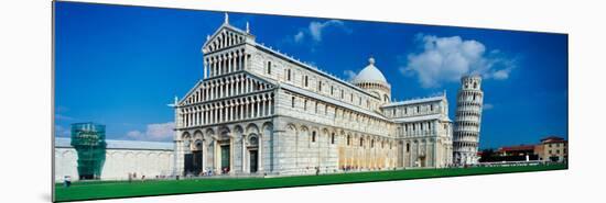 Facade of a Cathedral with a Tower, Pisa Cathedral, Leaning Tower of Pisa, Pisa, Tuscany, Italy-null-Mounted Photographic Print