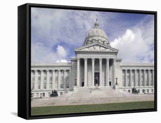 Facade of a Government Building, Missouri State Capitol Building, Jefferson City, Missouri, USA-null-Framed Stretched Canvas