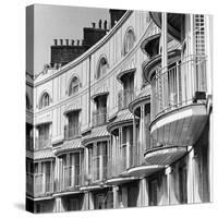 Facade of Building with Iron Balcony Detail-John Gay-Stretched Canvas