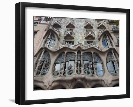 Facade of Casa Batllo by Gaudi, UNESCO World Heritage Site, Passeig de Gracia, Barcelona, Spain-Nico Tondini-Framed Photographic Print