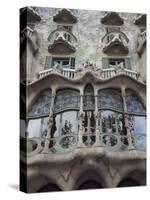 Facade of Casa Batllo by Gaudi, UNESCO World Heritage Site, Passeig de Gracia, Barcelona, Spain-Nico Tondini-Stretched Canvas