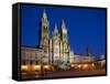 Facade of Cathedral Seen from Praza Do Obradoiro Floodlit at Night, Santiago De Compostela-Nick Servian-Framed Stretched Canvas