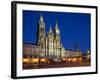 Facade of Cathedral Seen from Praza Do Obradoiro Floodlit at Night, Santiago De Compostela-Nick Servian-Framed Photographic Print