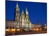 Facade of Cathedral Seen from Praza Do Obradoiro Floodlit at Night, Santiago De Compostela-Nick Servian-Mounted Photographic Print