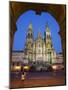 Facade of Cathedral Seen from Praza Do Obradoiro Floodlit at Night-Nick Servian-Mounted Photographic Print