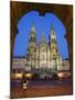 Facade of Cathedral Seen from Praza Do Obradoiro Floodlit at Night-Nick Servian-Mounted Photographic Print