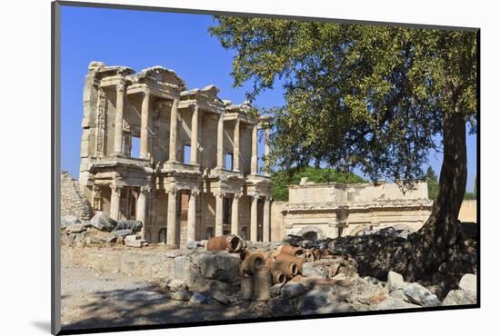 Facade of the Library of Celsus, Fruit Tree and Ancient Pipes, Ancient Ephesus-Eleanor Scriven-Mounted Photographic Print