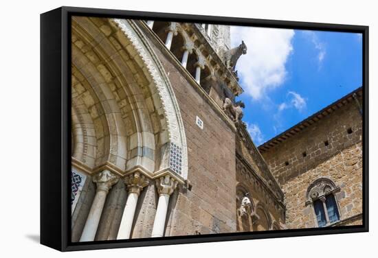 Facade of the San Pietro church, Tuscania, Viterbo, Latium, Italy.-Nico Tondini-Framed Stretched Canvas