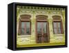 Facade of Traditional Singaporean Colonial Building in Arab Quarter, Colonial District, Singapore-Richard Nebesky-Framed Stretched Canvas