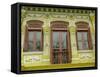 Facade of Traditional Singaporean Colonial Building in Arab Quarter, Colonial District, Singapore-Richard Nebesky-Framed Stretched Canvas