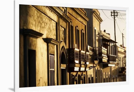 Facades In Golden Light, Old San Juan, Pr-George Oze-Framed Photographic Print