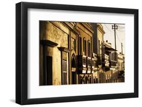 Facades In Golden Light, Old San Juan, Pr-George Oze-Framed Photographic Print