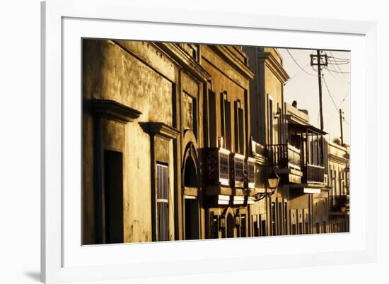 Facades In Golden Light, Old San Juan, Pr-George Oze-Framed Photographic Print
