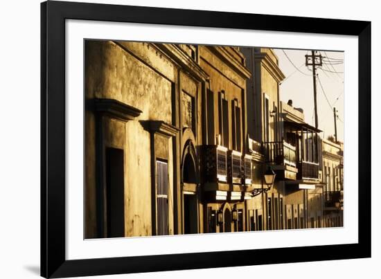 Facades In Golden Light, Old San Juan, Pr-George Oze-Framed Photographic Print