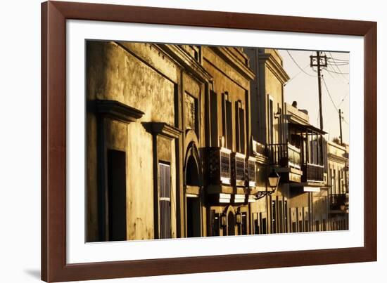 Facades In Golden Light, Old San Juan, Pr-George Oze-Framed Photographic Print