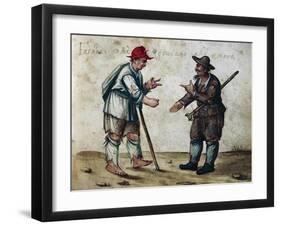 Facchini (Labourer) Playing at Morra from Manuscript, Italy, 16th Century-null-Framed Giclee Print