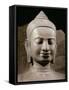 Face, Buddha Protected by the Naga, Sandstone, late 12th - early 13th century-null-Framed Stretched Canvas