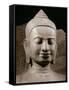 Face, Buddha Protected by the Naga, Sandstone, late 12th - early 13th century-null-Framed Stretched Canvas