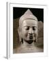 Face, Buddha Protected by the Naga, Sandstone, late 12th - early 13th century-null-Framed Photographic Print