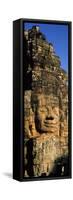 Face Carved on Rocks in a Temple, Bayon Temple, Angkor, Cambodia-null-Framed Stretched Canvas
