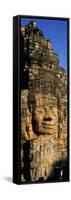 Face Carved on Rocks in a Temple, Bayon Temple, Angkor, Cambodia-null-Framed Stretched Canvas