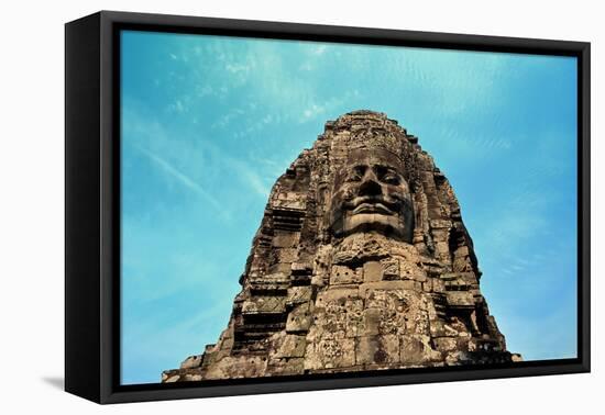 Face in Bayon Temple Cambodia-snoofek-Framed Stretched Canvas