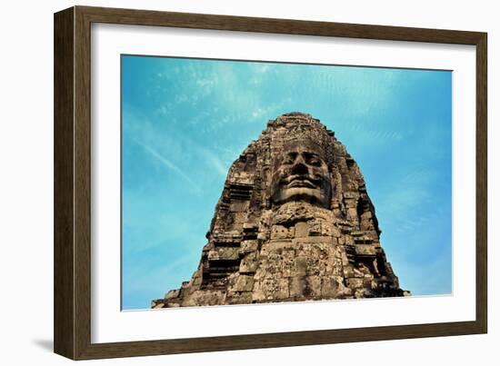 Face in Bayon Temple Cambodia-snoofek-Framed Photographic Print