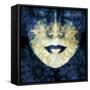 Face of a Woman, Overlayed with Flower Decoration in Blue-Alaya Gadeh-Framed Stretched Canvas