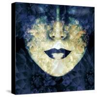 Face of a Woman, Overlayed with Flower Decoration in Blue-Alaya Gadeh-Stretched Canvas