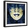 Face of a Woman, Overlayed with Flower Decoration in Blue-Alaya Gadeh-Framed Photographic Print