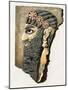 Face of an Assyrian Man Reproduced on a Stone. Assyrian Carved and Painted Stone Head. Colour Repro-null-Mounted Giclee Print