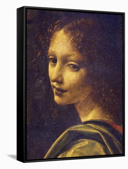 Face of Angel, Detail from Virgin of Rocks, 1483-1490-Leonardo da Vinci-Framed Stretched Canvas