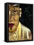 Face of Golden Buddha Statue - One Among Many at Ten Thousand Buddhas Monastery, New Territories-Andrew Watson-Framed Stretched Canvas