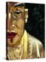 Face of Golden Buddha Statue - One Among Many at Ten Thousand Buddhas Monastery, New Territories-Andrew Watson-Stretched Canvas
