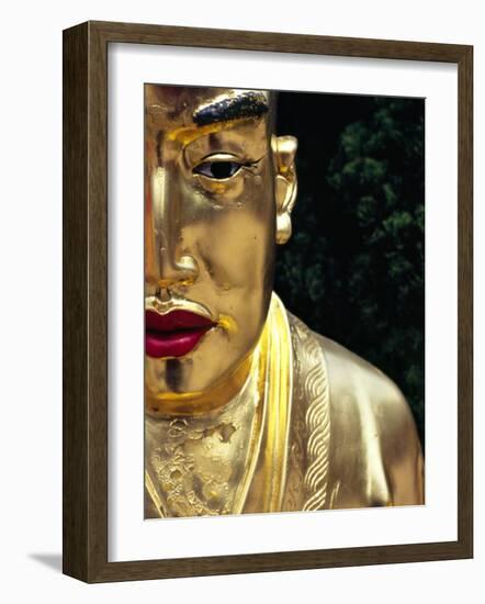 Face of Golden Buddha Statue - One Among Many at Ten Thousand Buddhas Monastery, New Territories-Andrew Watson-Framed Photographic Print