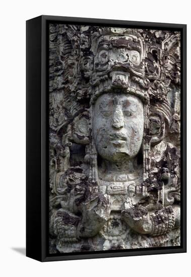 Face of King Uaxaclajuun Ub'Aah K'Awiil-null-Framed Stretched Canvas