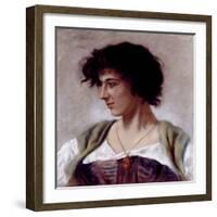 Face of Woman with Charm Necklace-Giuseppe Falchetti-Framed Giclee Print