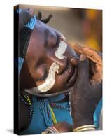 Face Painting with a Mixture of Clay, Turmi, Ethiopia-Jane Sweeney-Stretched Canvas