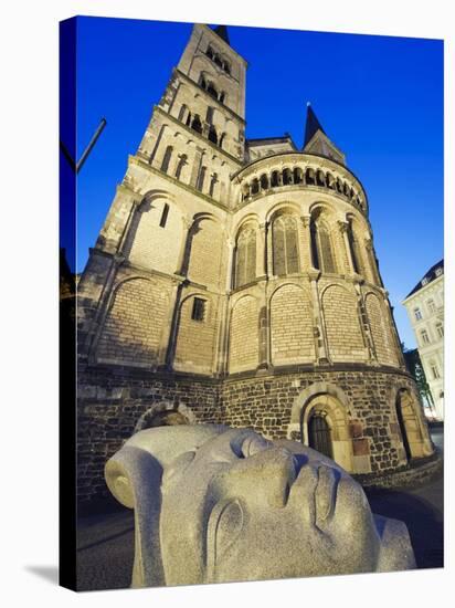 Face Sculpture Below Bonn Cathedral, Bonn, North Rhineland Westphalia, Germany, Europe-Christian Kober-Stretched Canvas