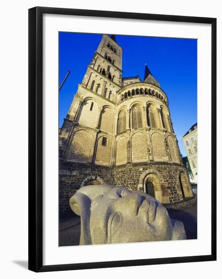 Face Sculpture Below Bonn Cathedral, Bonn, North Rhineland Westphalia, Germany, Europe-Christian Kober-Framed Photographic Print