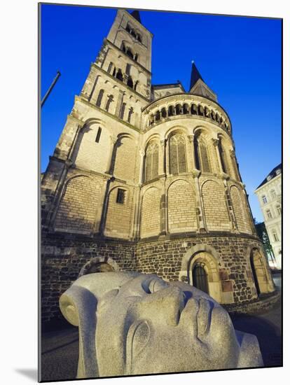 Face Sculpture Below Bonn Cathedral, Bonn, North Rhineland Westphalia, Germany, Europe-Christian Kober-Mounted Photographic Print